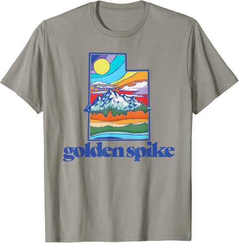 Golden Spike Utah Vintage Nature Outdoor Graphic T-Shirt...