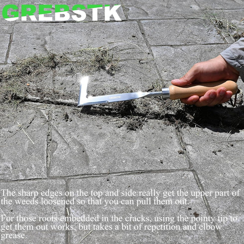 GREBSTK Crack Weeder Crevice Weeding Tool Manual Weeder Beech Handle Lawn Yard Gardening Tool...
