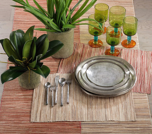 Saro Lifestyle Melaya Collection Shimmering Woven Nubby Table Runner, 14"x108", Rust...