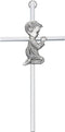 Silver Tone Cross with Praying Boy, 6 Inch
