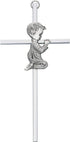 Silver Tone Cross with Praying Boy, 6 Inch