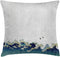 Ambesonne Japanese Wave Throw Pillow Cushion Cover, Aquatic Swirls Birds of Ocean Ukiyo-e Style Artwork Greyscale Background, Decorative Square Accent Pillow Case, 24" X 24", Grey Blue