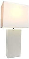 Elegant Designs LT1025-WHT Modern Leather White Fabric Shade Table Lamp