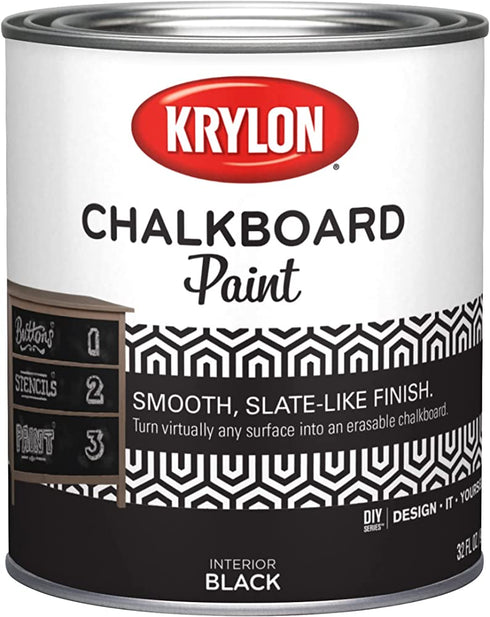 Krylon K05223000 Chalkboard Paint Special Purpose Brush-On, Black, Quart