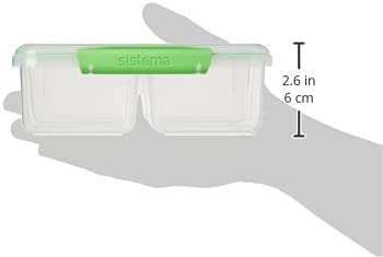 Sistema 1007708 To Go Quad Split Food Storage Container, Clear with Coloured Clips, 1.7 L