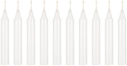 HS Candle 10 pcs White Unscented 4 Inch Taper Candles, Household General Usage, Emergency & More