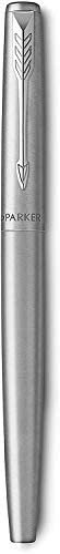Parker Jotter Fountain Pen, Stainless Steel Body, Medium Point, Blue Ink, Includes Gift Box