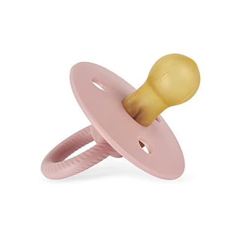 Itzy Ritzy Natural Rubber Pacifiers, Set of 2 – Natural Rubber Newborn Pacifiers with Cherry-Shaped Nipple & Large Air Holes for Added Safety; Set of 2 in Blossom & Rosewood, Ages 0 – 6 Months