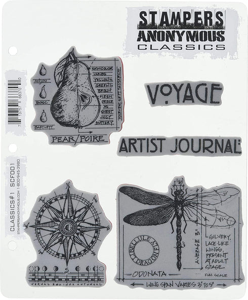 Stampers Anonymous Rubber Stamp Set, 7 by 8.5-Inch, Classics No.1