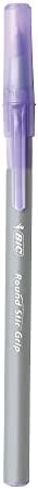 BIC Round Stic Grip Xtra Comfort Ballpoint Pen, Medium Point (1.2mm), Purple, 12-Count Pack (GSMG11-PPL)