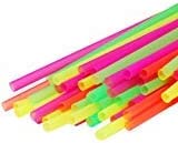 300ct Large Milkshake/Smoothie/Slush Straws, Disposable Jumbo Extra Wide Thick Long Plastic Drinking Straw, Assorted Colors, 9"x.26" (300) (Neon)