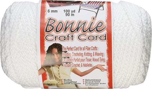 Pepperell BB6-100-001 6mm Bonnie Macramé Craft Cord, 100-Yard, White