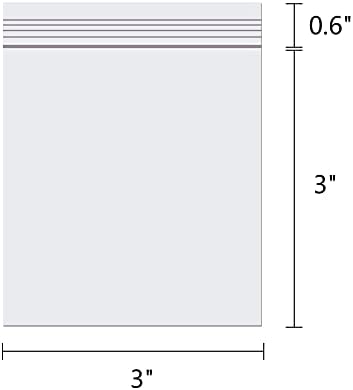 Small Plastic Bags 3 x 3" 100pcs Clear Zipper Poly Bags 2 Mil Resealable Poly Baggies with Zip Top Lock for Snack Candy Cards Crafts Samples 10 Sizes to Choose from