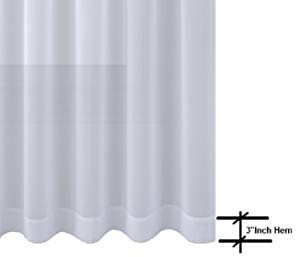 WPM WORLD PRODUCTS MART White Window Sheer Treatment Panels Beautiful Rod Pocket Voile Elegance Curtains Drapes for Living Room, Bedroom, Kitchen Fully Stitched, Set of 2 (White, 63" Inch Long)