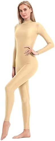 speerise Adult High Neck Zip One Piece Unitard Full Body Leotard Bodycon Jumpsuit for Women
