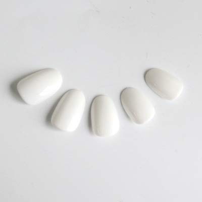 Press on Nails Short Oval False Nails Glossy Fake Nails- Melayous 24 Pcs Round Nails Glue on Nails Stick on Nails, Full Cover Artificial Acrylic Nails with Glue for Women and Girls (White)