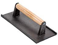9 x 5-Inch Cast Iron Steak Weight/Bacon Press with Wooden Handle, Heavy-Weight Grill Press