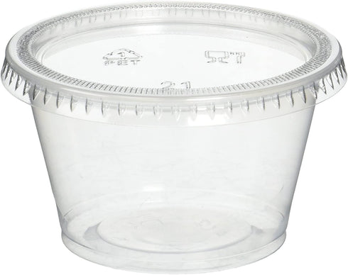 Reditainer Plastic Disposable Portion Cups Souffle Cup with Lids, 4-Ounce, 100-Pack