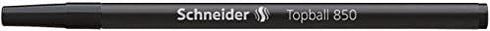 Schneider Topball 850 Rollerball Refill, 0.5 mm, European Size, Black Ink, Box of 10 Refills (8501)