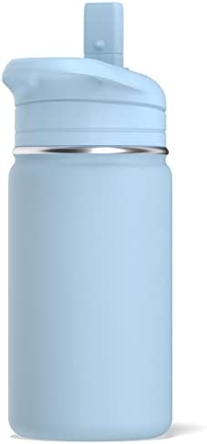 Hydrapeak Mini 14oz Kids Water Bottle with Straw Lid, Stainless Steel Double Wall Insulated Water Bottle for Kids | Leak-Proof and Spill-Proof Kids Water Bottle for School, Cold for 24 Hours (Cloud)
