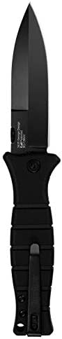 Kershaw XCOM Military-Style Pocketknife; 3.6-inch Black-Oxide Coated Blade and 8Cr13MoV Steel, Spearpoint Blade, Sharpened One Side, and Glass Filled Nylon Handle, Manual Open, Reversible Pocketclip