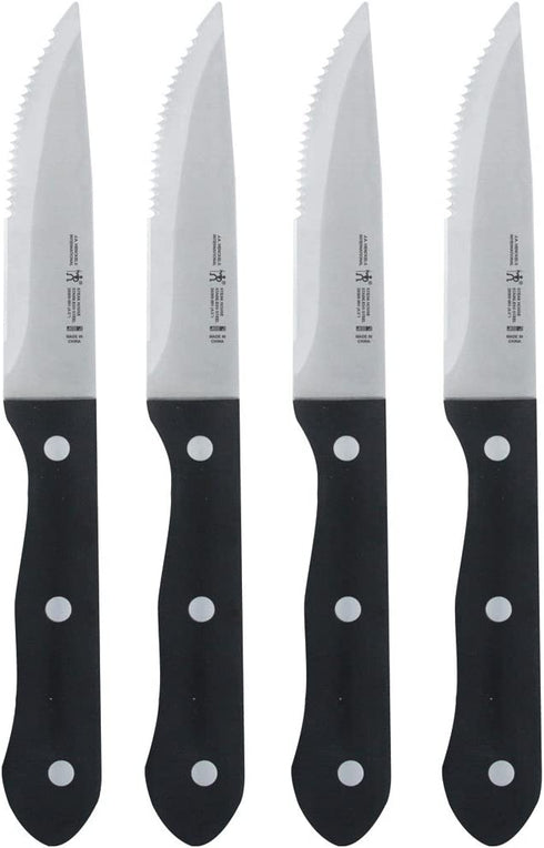 Henckels Steak Knife Set of 4, Stainless Steel, Black