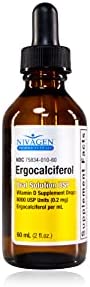 Vitamin D2 Liquid Drops as Ergocalciferol, Faster Absorption, 400iu Vitamin D2 8,000 USP, 1,200 Servings, 60ml - 2 fl.oz.