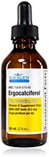 Vitamin D2 Liquid Drops as Ergocalciferol, Faster Absorption, 400iu Vitamin D2 8,000 USP, 1,200 Servings, 60ml - 2 fl.oz.