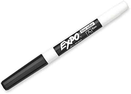 EXPO Low Odor Dry Erase Markers, Fine Tip, Black, 4 Count