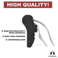 LEMONSODA Screwpull Lever Wine Bottle Opener Set - Corkscrew Wine Opener, Foil Cutter, Wine Pourer, Vacuum Wine Stopper, Extra Spiral - Cool Metal Cork Remover and Wine Tools for Easy Bottle Opening