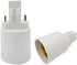 2pcs E-Simpo GX23 Pin-Base to E26/E27 Lamp Base Adapter CFL PL Lamp base to E26 E27 Edison Socket Holder Adapter, Gx23 to E26 Adapter (Gx23 to E26/E27, Double Tab,2P in Parallel)
