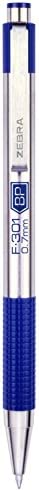 Zebra Pen F-301 Retractable Ballpoint Pen, Stainless Steel Barrel, Fine Point, 0.7mm, Blue Ink, 2-Pack