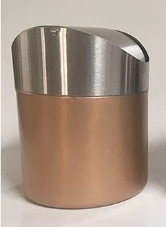 Mini Countertop Brushed Stainless Steel Swing Lid Trash Can Set, Come with Trash Bag, 1.5 L / 0.40 Gal , Multiple Color Options, Golden
