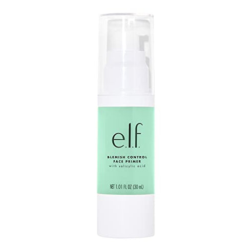 e.l.f, Blemish Control Face Primer - Large, Long Lasting, Skin Perfecting, Controls Breakouts and Blemishes, Matte Finish, Infused with Salicylic Acid, Vitamin E & Tea Tree, 1.01 fl Oz