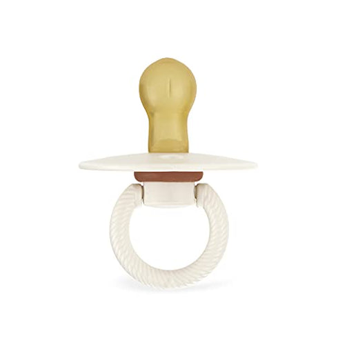 Itzy Ritzy Natural Rubber Pacifiers, Set of 2 – Natural Rubber Newborn Pacifiers with Cherry-Shaped Nipple & Large Air Holes for Added Safety; Set of 2 in Coconut & Toast, Ages 0 – 6 Months