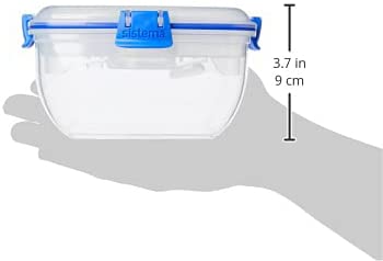 Sistema To Go Collection Salad Compact Food Storage Container, 4.6 Cup, |Great for Meal Prep | BPA Free, Reusable - Medium Blue (37.1 Oz)
