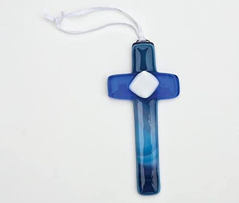 Sentimental Gift for Grandpa from Granddaughter/Grandson for Father's Day/Christmas/Birthday-Handmade in USA Glass Cross-Religious Gift for Grandpa