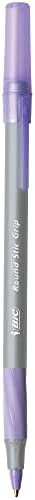 BIC Round Stic Grip Xtra Comfort Ballpoint Pen, Medium Point (1.2mm), Purple, 12-Count Pack (GSMG11-PPL)