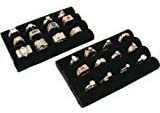Adorox 2 sets of Finger Black Velvet Ring Trays Accessory Foam Pads Showcase Counter Top Display Jewelry Holder 5.5'' Holiday Gift Christmas