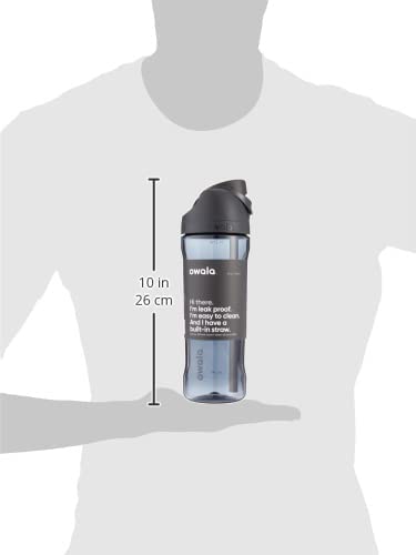 Owala FreeSip Clear Water Bottle with Straw for Sports and Travel, BPA-Free, 25-Ounce, Very, Very Dark