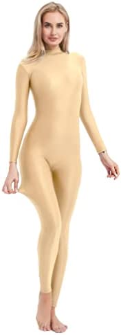 speerise Adult High Neck Zip One Piece Unitard Full Body Leotard Bodycon Jumpsuit for Women