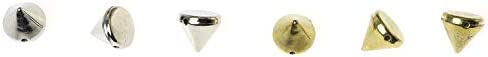 PSCCO 100pcs Bullet Cone Rivets Spike Studs Bead Sewing Bracelets Sew On,Stick On,DIY Garments Accessories 8mm (Silver+Light Golden)