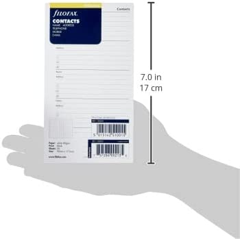 FILOFAX Name/Address/Telephone Refill for Personal & Personal Compact Size, 20 Sheets, White (B130201)