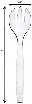 Disposable Serving Utensils, Plastic Serving 10" Spoons 10" Forks & 6" Tongs 6 Of Each, Pack of 18. … (Clear)
