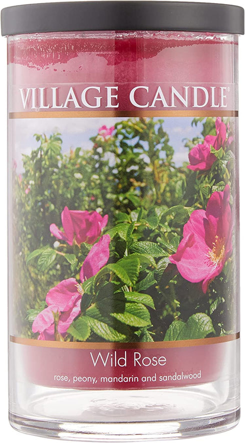 Village Candle Wild Rose Large Tumbler Jar Candle, 19 Oz, Traditions Collection, Pink