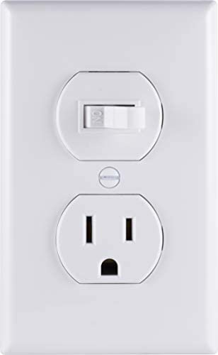 GE Wall Switch & Outlet Combo, Two-in-One Receptacle, 1 On/Off Toggle Power Switch, 1 Grounded AC Outlet Wall Plug, Single Pole, 3 Prong, 15 Amp, UL Listed, White, 59797