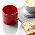 DOWAN Porcelain Butter Keeper Crock, French Butter Dish with Lid, Embossed Butter Container for Soft Butter, Big Capacity & Humanized Water Line, Red