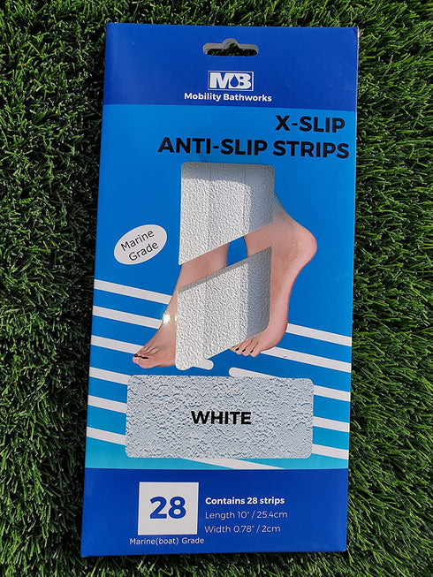 X-Slip 28 pc High Grip Strength Anti/Non Slip Safety Adhesive Decals Stickers Strips for Shower Bathtub Steps Stairs Indoors Outdoors Marine Grade (White)