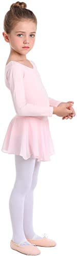 MdnMd Toddler Girls Ballet Leotards with Skirt Classic Short Sleeve Dance Gymnastic Ballerina Outfit Dress