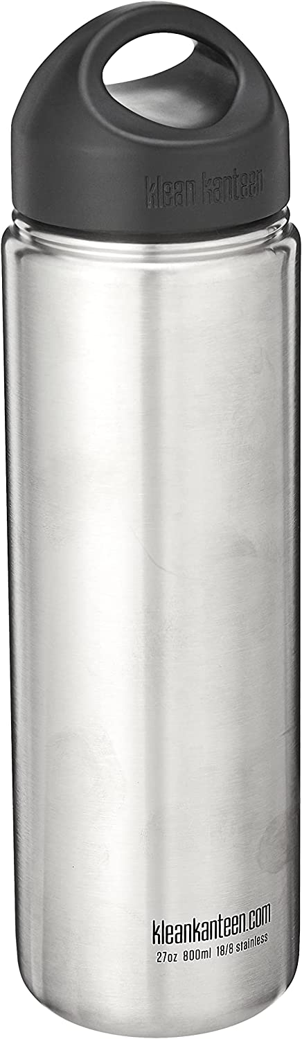 Klean Kanteen Wide Mouth Single Wall Stainless Steel Water Bottle with Leak Proof Stainless Steel Interior Cap